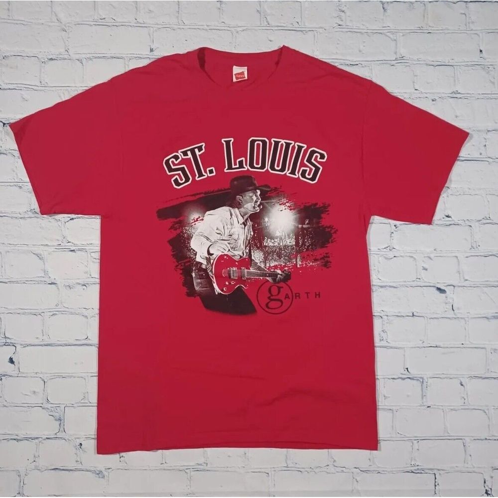 Garth Brooks Shirt Mens Medium‎ Red Hanes Back Graphic Stadium Tour St. Louis